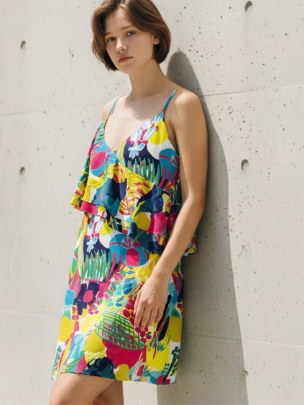 J. CREW | Tropical Floral Print Ruffle Front Cami Dress Sz 6 Summer Vacation - Picture 6 of 6